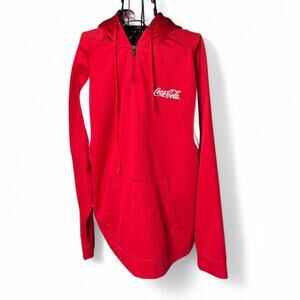 Coca-Cola Performance 1/4 Zip Hoodie Mens Large Red Tri-Mountain Athletic